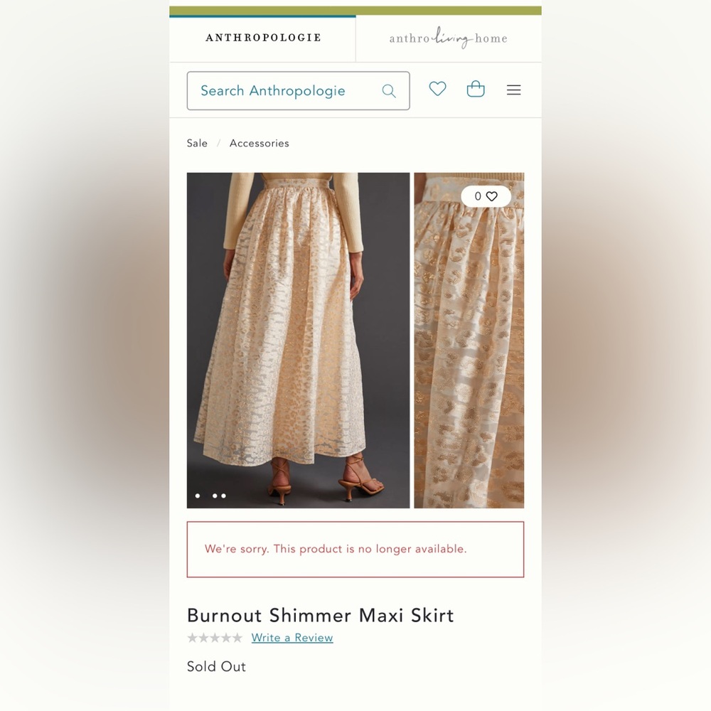 NWOT- Anthropologie Burnout Shimmer Maxi Skirt